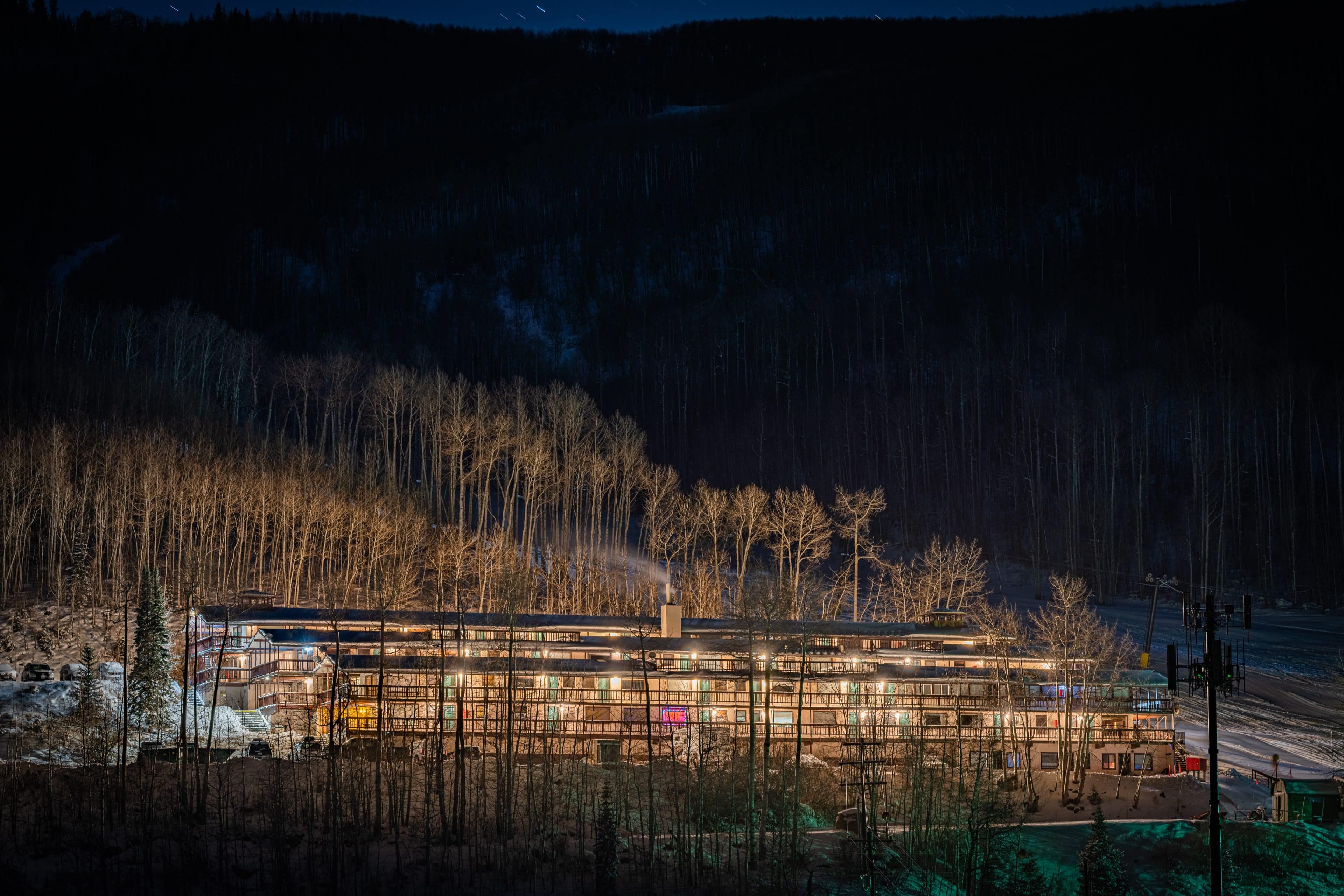 The Brettelberg slopeside complex nestled at the base of Sunlight Mountain